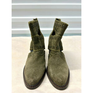 Sbicca "Jossly" western ankle boots in forest green suede leather women size 7